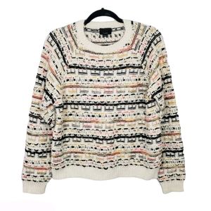Lumiere Chunky Knit Striped Crew Neck Sweater M